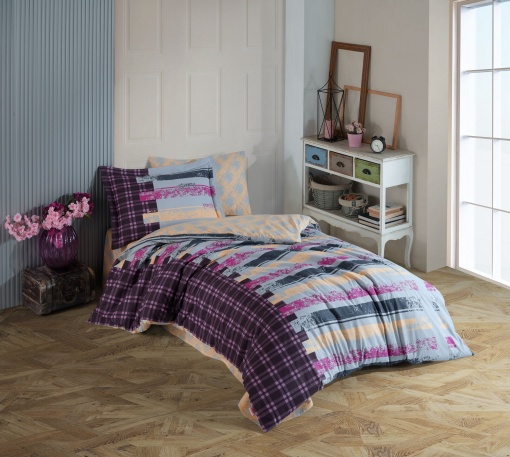 Lenjerie de pat 1 Persoana, Poplin Model Vivaldi Grey
