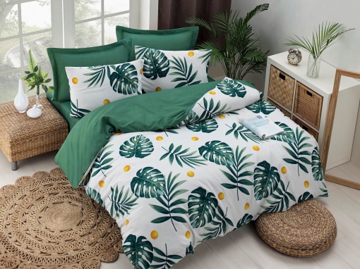 Lenjerie de pat dublu Model Monstera Green