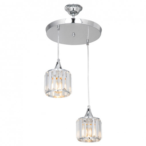 Lustra cu doua lumini PWL-1025, E27 crom-sticla, 30x70 cm