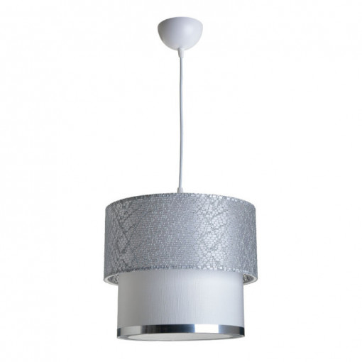 Lustra cu o singura lumina PWL-0963, E27 alb-argintiu, 30x55 cm