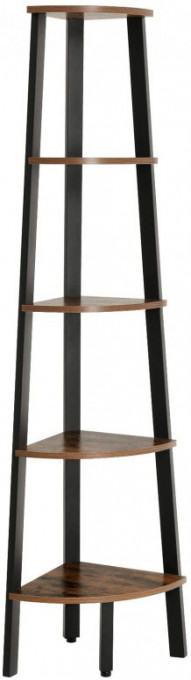 Raft de Colț Model Nova, Maro rustic/Negru, 34.2x34.2x158.8 cm