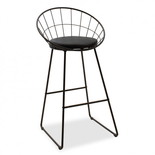 Scaun de bar Model Seth, Negru, 52x52x96 cm