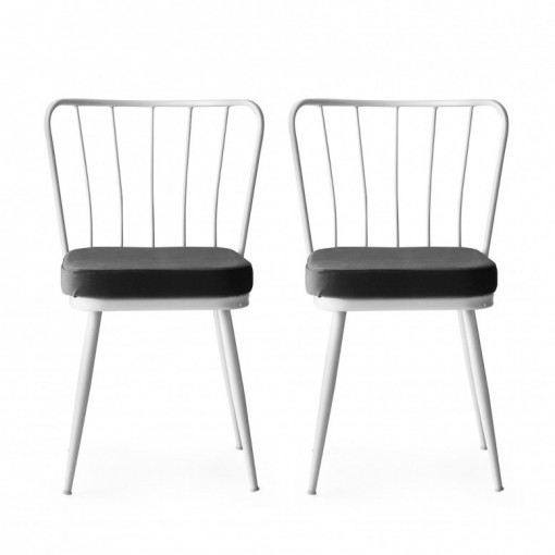 Set 2 scaune Model Star, Negru/Alb, 43x42x82 cm