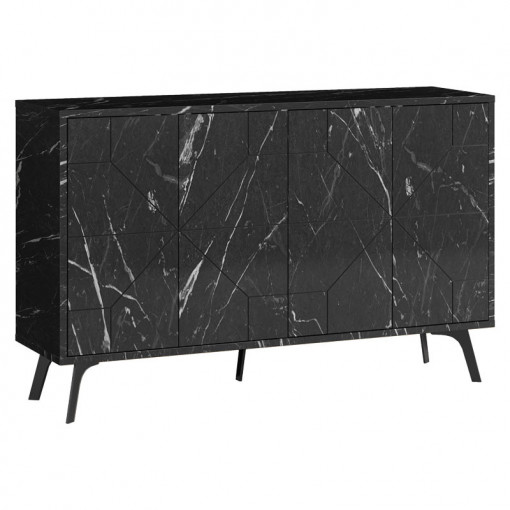 Comoda Model Ursula, Negru marmorat, 123x35x77.5 cm