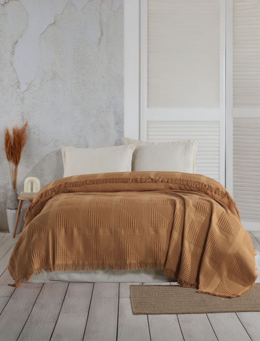 Cuvertura Pled pentru pat dublu Model Sirius Mustard