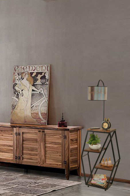 Lampadar Sembol Ceviz Lambader Silindir Renkli Abajurlu Multicolor