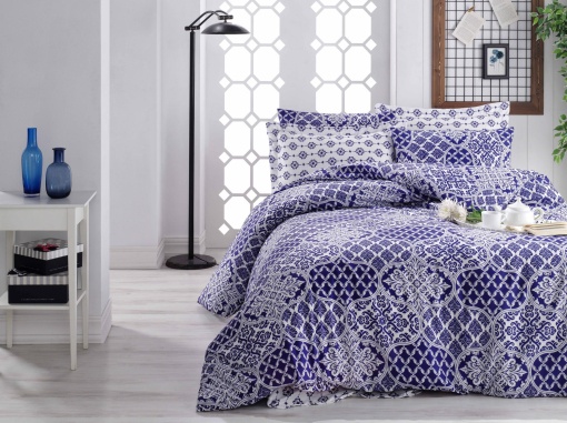 Lenjerie de pat 1 Persoana Model Donjette Dark Blue