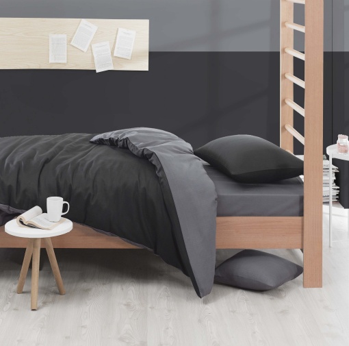 Lenjerie de pat 1 Persoana Model Mix Black, Fume