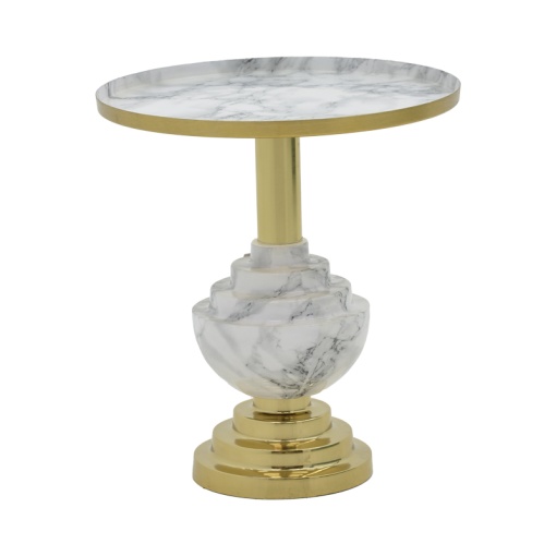 Masuta de Cafea Model Cogent, Gri marmorat/Auriu, D41x44 cm