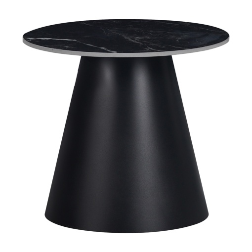 Masuta de Cafea Model Fabrin, Negru marmorat/Negru, D50x46 cm
