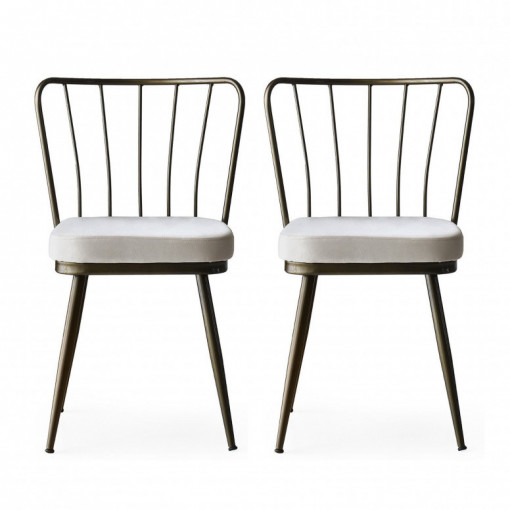 Set 2 scaune Model Star, Alb/Negru, 43x42x82 cm