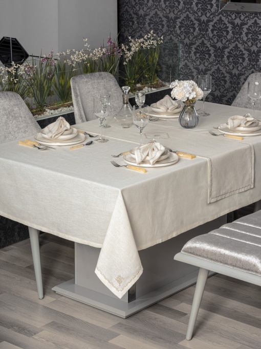 Set pentru masa, 8 Piese Model Pera Ecru