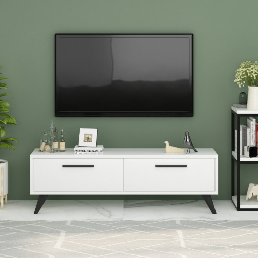 Comoda TV Salvador, Model Melisa, 120x45x29.6 cm, Alb