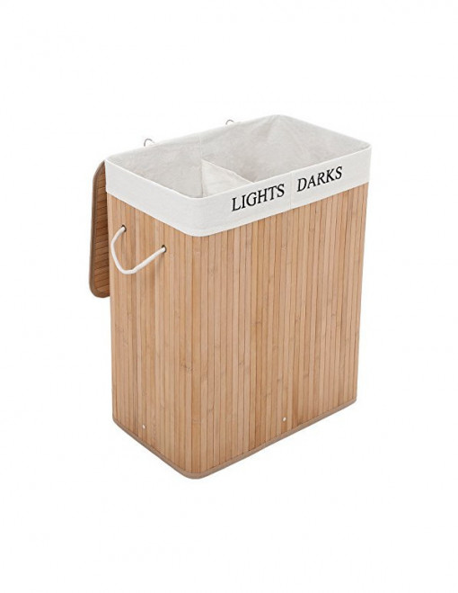Cos de rufe, Songmics, Lemn, Natural, LCB64Y, 100L, 52 x 32 x 62 cm