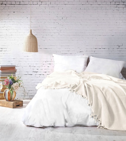 Cuvertura Pled pentru pat dublu Model Mona Cream