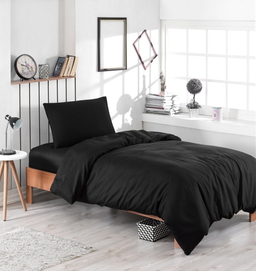 Lenjerie de pat 1 Persoana Model Düzboya Black
