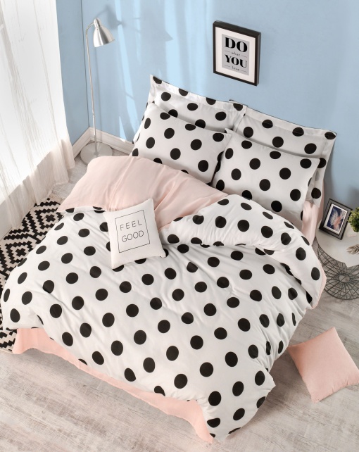 Lenjerie de pat 1 Persoana Model Mixpuan White, Salmon
