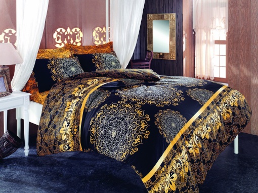 Lenjerie de pat 1 Persoana Model Osmanlı Yellow