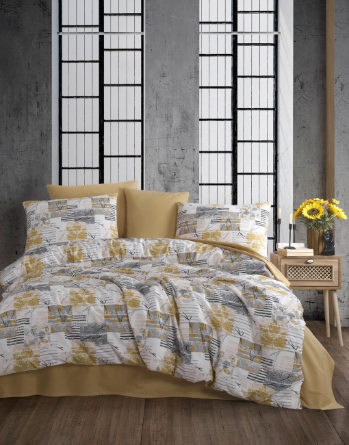 Lenjerie de pat dublu Model Serra Yellow