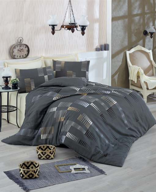 Lenjerie de pat dublu Model Trace Anthracite