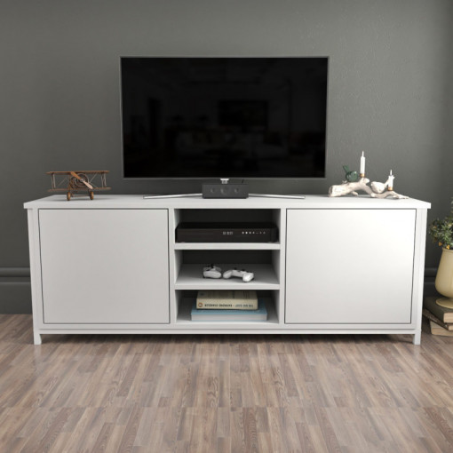 Comoda TV Salvador, Model Otis, 140x50.8x35.3 cm, Alb