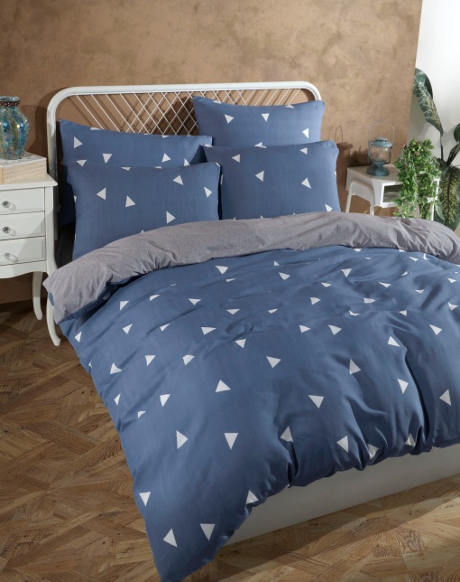 Lenjerie de pat dublu Model Geometirk Blue