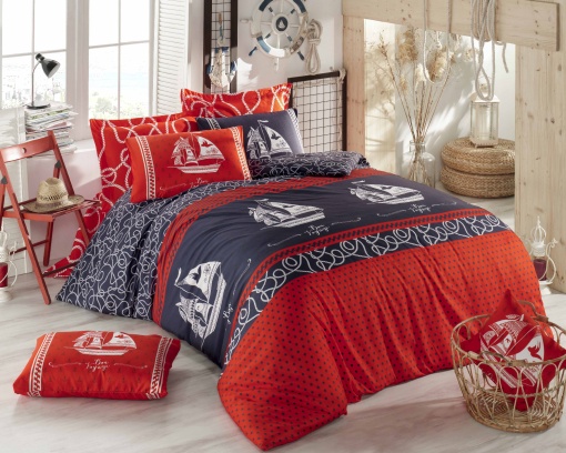 Lenjerie de pat dublu Model Marine Red