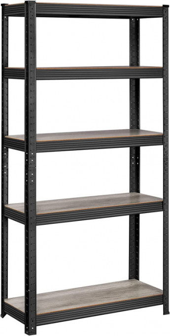 Raft cu 5 Polițe Model Xzavier, Negru, 30x75x150 cm