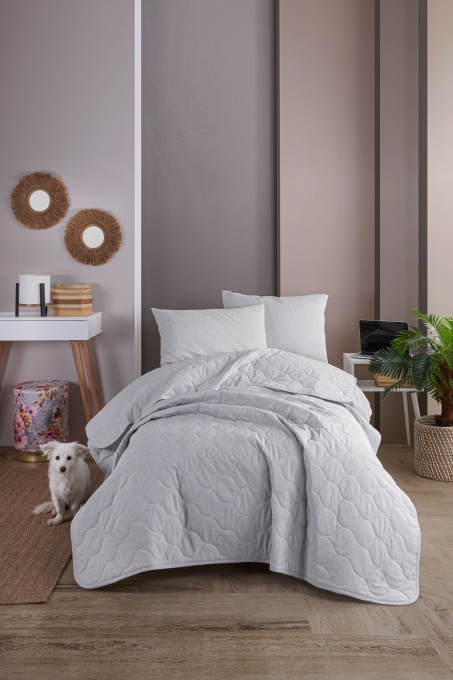 Set Cuvertura de pat 1 Persoana Model Solid Grey