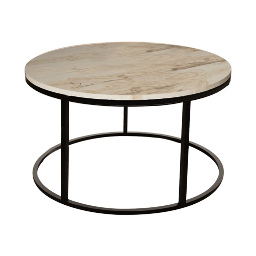 Masuta de Cafea Model Drion, Alb marmorat/Negru, D60x40 cm