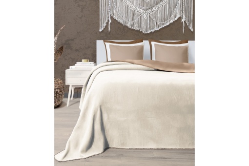 Patura pentru Pat 1 Persoana Model Twin Brown, Cream