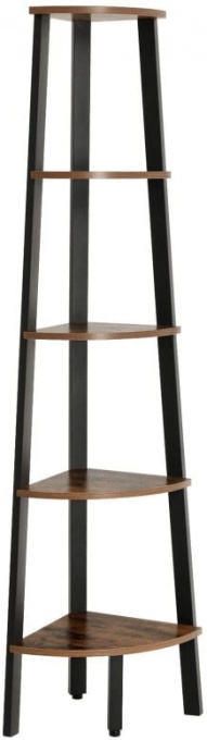 Raft de Colț Model Nova, Maro rustic/Negru, 34.2x34.2x158.8 cm