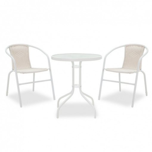 Set Masa si Scaune Gradina Watson-Obbi 3 Piese Alb