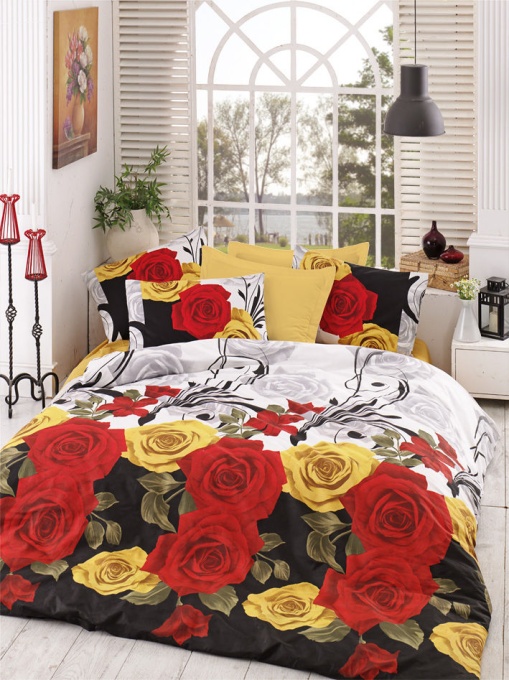 Lenjerie de pat 1 Persoana Model Bionca Perla Yellow