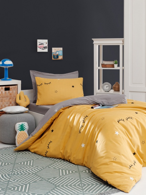 Lenjerie de pat 1 Persoana Model Dide Yellow