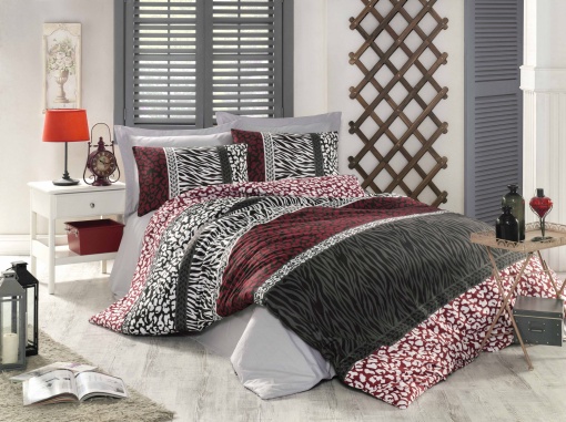 Lenjerie de pat 1 Persoana Model Leopard Red