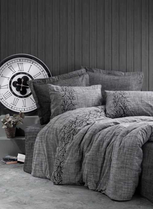 Lenjerie de pat 1 Persoana Model Sooty Grey