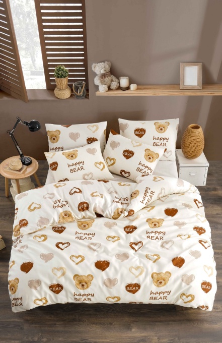 Lenjerie de pat 1 Persoana Model Teddy Bear Heart