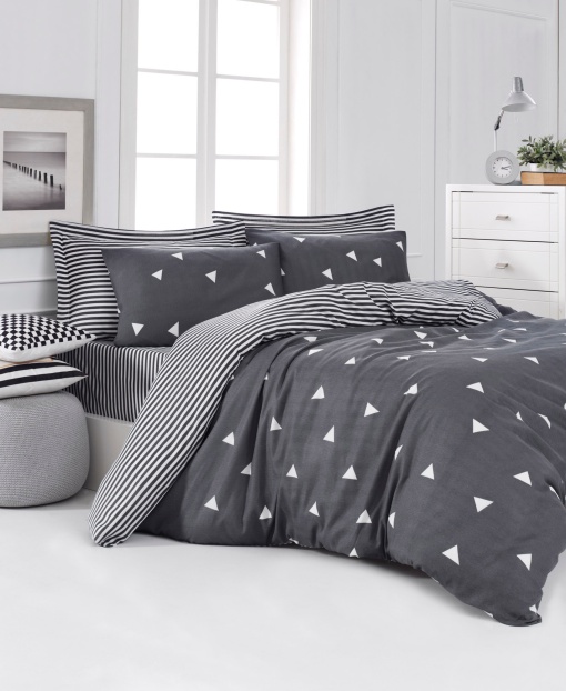 Lenjerie de pat dublu Model Üçgen Grey