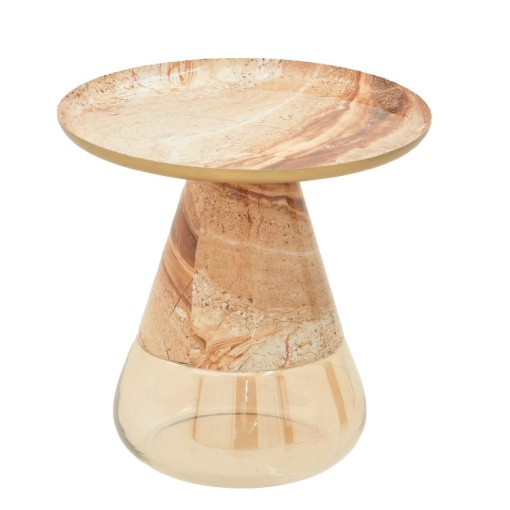 Masuta de Cafea Model Boundar, Bej/Auriu, D50x49 cm