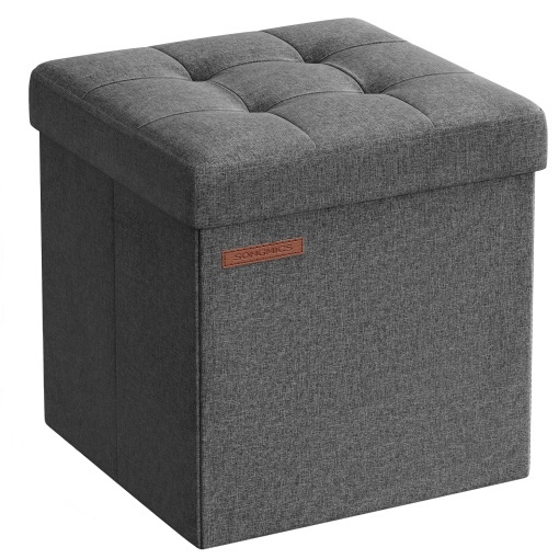 Bancuta cu spatiu de depozitare tip Otoman Gri Inchis 30x30x30 cm