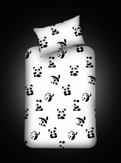 Cearsaf cu elastic si fete de perna Model Panda