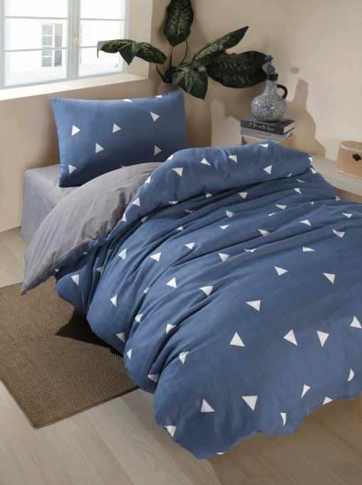 Lenjerie de pat 1 Persoana Model Geometrik Blue