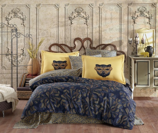 Lenjerie de pat dublu, Bumbac 100% Satinat Model Caprice Yellow