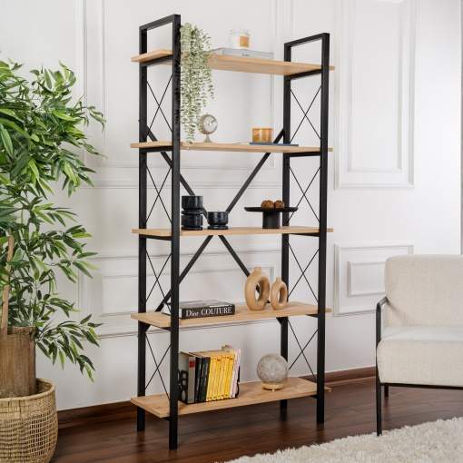 Raft pentru carti Model Elysian, Stejar/Negru