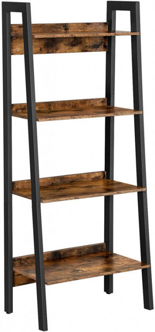 Raft tip Scară Model Viviana, Maro rustic/Negru, 56x34x137.5 cm