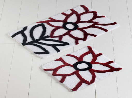 Set 2 Covorase de Baie Naturel Rosu (Acryl)