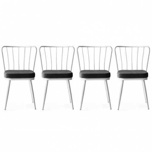 Set 4 scaune Model Star, Gri/Alb, 43x42x82 cm