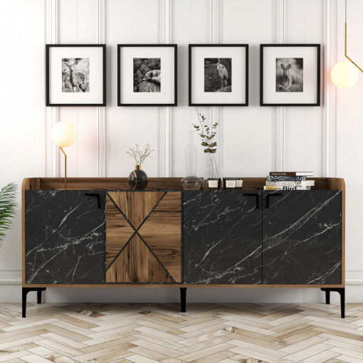 Comoda Model Venedik, Nuc/Negru, 180x35x78 cm
