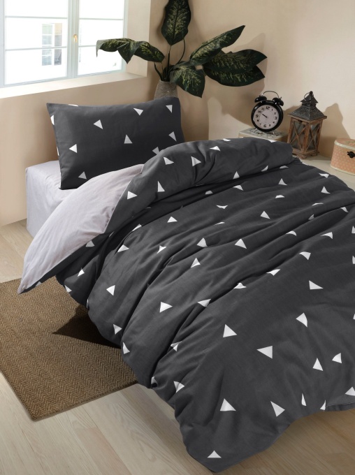 Lenjerie de pat 1 Persoana Model Geometrik Grey